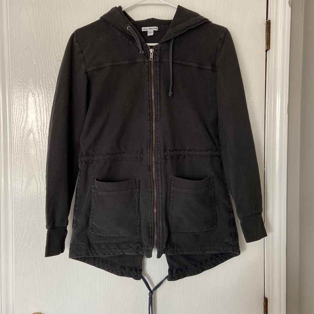 James Perse black twill cotton lightweight parka jacket - Picture 2 of 6